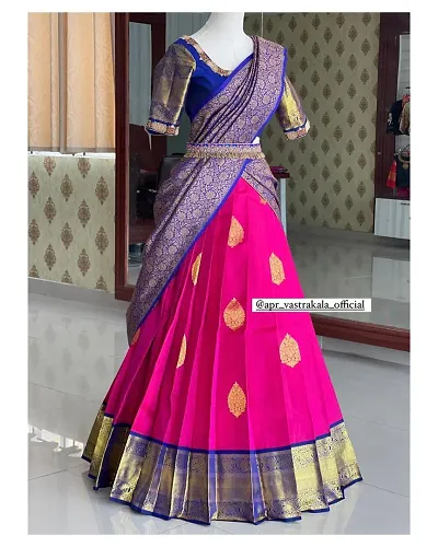 Kanjivaram Silk Traditional Zari Lehenga Choli With Unstitched Choli