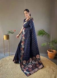 Flower Border Beautiful Art Silk Jacquard Border Saree With Unstitched Running Blouse-thumb2