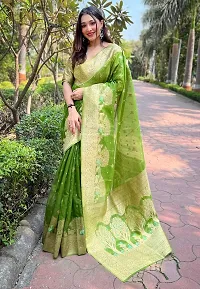 Women's Beautiful Art Silk Jacquard Border Saree With Unstitched Running Blouse-thumb2