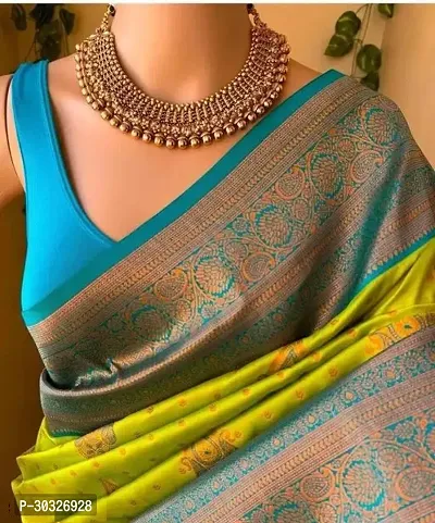 LIME GREEN ART SILK SAREE-thumb4