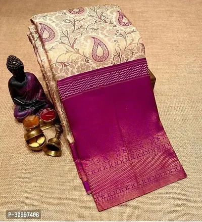 Beautiful Art Silk Jacquard Border Saree With Unstitched Running Blouse-thumb0