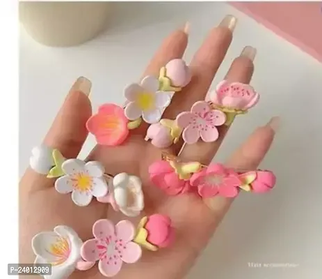 Cute Pink Peach Blossom Hair Clips Spring Pink Flower Hair Clips Flower Bangs Barrettes Mini Resin Hairpin Hair Accessories-thumb0