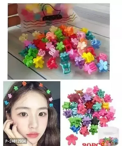 Handicraft Plastic Mini Hair For Women And Girls And Kids Multicolor 20 Pcs Small Flower Hair Clips-thumb0