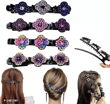 04 Pcs New Trendy Sparking Braided Hair Clip For Girls And Women