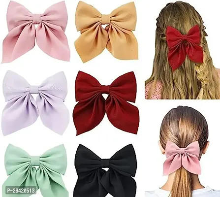 Pack of 6pc Large Satin Hair Bows Ties for Girls Women