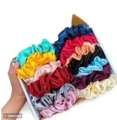 Pack of 12pc Plain Satin scrunchies-thumb0