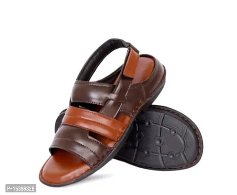 Stylish Self Design Leather Slippers For Men-thumb0