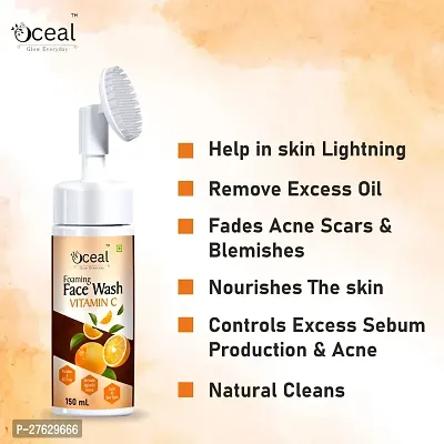 Oceal Brightening Vitamin C Foaming with Built-In Face Brush for deep cleansing - 150 ml Face Wash  (150 ml)-thumb2