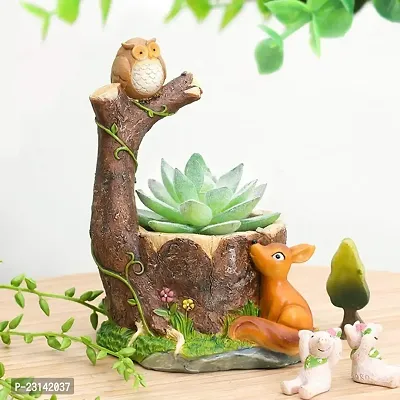 Crazy Pots Resin Animal Planter For Indoor Plants Gift Handmade Hand Painted Small Squirrel Owl Planter 1 Piece Without Plant