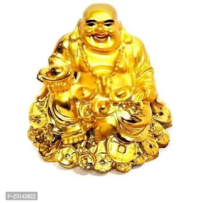 Gemstones Polyresin Resin Feng Shui Vastu Laughing Buddha Yellow