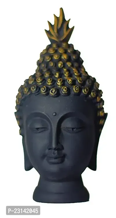 Resin Black Buddha Head Face Statue For Home Decoration Showpiece Vastu Buddha Face Pack Of 1-thumb0