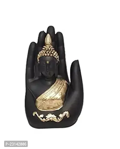 Craftinky Handcraftedpoly Resin Palm Buddha Showpiece For Home Office Deacute;cor Vastu Gifts Black Golden