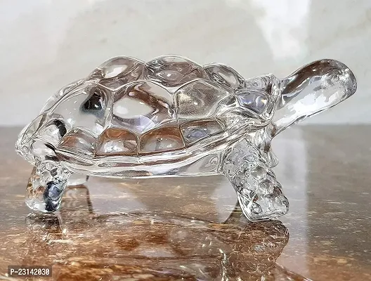 Crystal Turtle Tortoise Good Luck Best Gift For Career and Luck Wealth Sign Statue Vastu Showpiece Transparentnbsp;