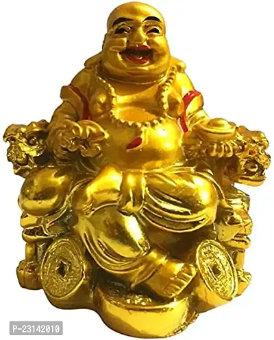 Love 2 Buy Resin Vastu Feng Shui Laughing Buddha On Chair For Money And Wealth And Good Luck Golden-thumb0