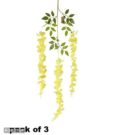 Artificial Wisteria Vine| Ratta Fake Wisteria Hanging | Garland Silk Long Hanging Bush Flowers String for Home Party Wedding Decor (pack of 3)