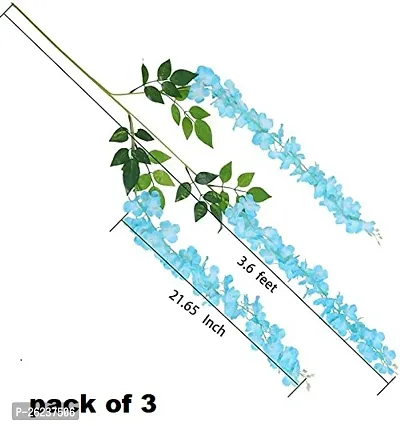 Artificial Wisteria Vine| Ratta Fake Wisteria Hanging | Garland Silk Long Hanging Bush Flowers String for Home Party Wedding Decor (White, 6)blue-thumb0