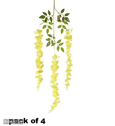 Artificial Wisteria Vine| Ratta Fake Wisteria Hanging | Garland Silk Long Hanging Bush Flowers String for Home Party Wedding Decor (pack of 4)