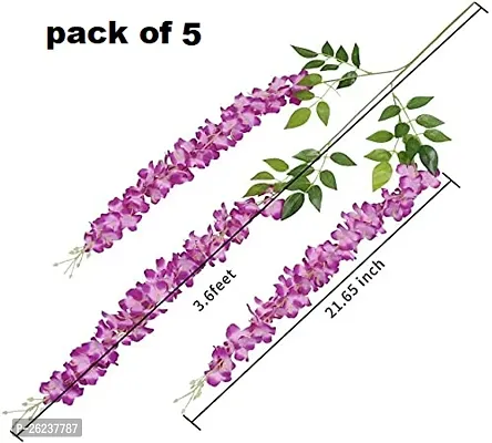 Artificial Wisteria Vine| Ratta Fake Wisteria Hanging | Garland Silk Long Hanging Bush Flowers String for Home Party Wedding Decor (pack of 5)pink