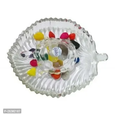 Glass Turtle Tortoise with Plate for Feng Shui and Vastu Best Gift for Career and Good Luck Set Showpiece Worship Spiritual Religious Festivities Home Temple Use Gift Pack of 1-thumb0