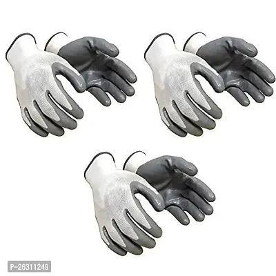 Nylon Anti Cut Safety Hand Glove Pvc Coated Grey White Nylon Safety Gloves for All Purpose Use White Grey-thumb0