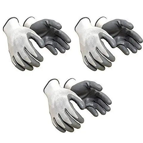 Nylon Anti Cut Safety Hand Glove Pvc Coated Grey White Nylon Safety Gloves for All Purpose Use White Grey