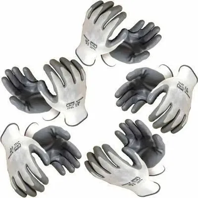 Nylon Anti Cut Safety Hand Glove Pvc Coated Grey White Nylon Safety Gloves for All Purpose Use White Grey