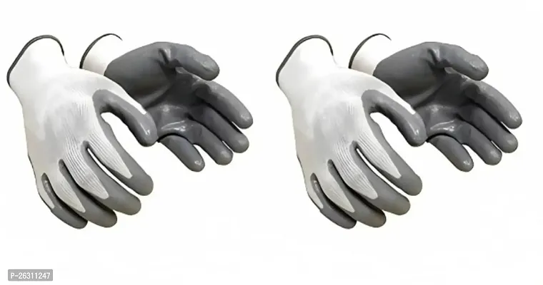 Nylon Anti Cut Safety Hand Glove Pvc Coated Grey White Nylon Safety Gloves for All Purpose Use White Grey-thumb0