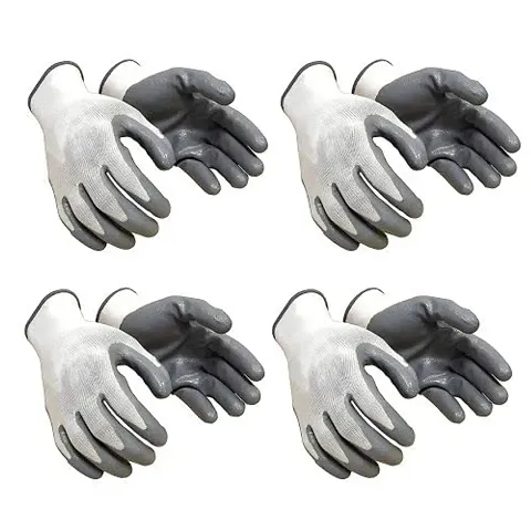 Nylon Anti Cut Safety Hand Glove Pvc Coated Grey White Nylon Safety Gloves for All Purpose Use White Grey