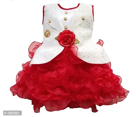 Red Net Frock For Girls-thumb0