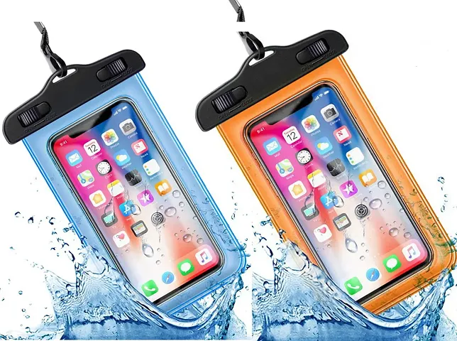 VONITY Mobile Waterproof Pouch | Waterproof Cover for Mobile | Underwater Phone Cover for Photography | Waterproof Mobile Cover (Blue  Orange Cover)