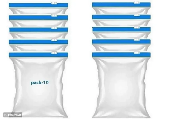 VONITY Ziplock Bag RE-USABLE Zipper Bags, Ziplock Plastic Bags For Fridge Food Storage,plastic covers for packing, Zip Lock Bag Snacks Vegetables  Meats Freezable  Microwave Safe (pack of 10 pcs)