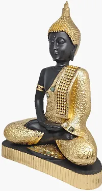 LAPREX Meditating Sitting Buddha, Idol Lord Gautam Buddha Statue for Gift, Home Decorative Showpiece for Living Room, Office Desk Table Resin Statue, Vastu Idol Showpieces (C-3847) (Golden)-thumb1