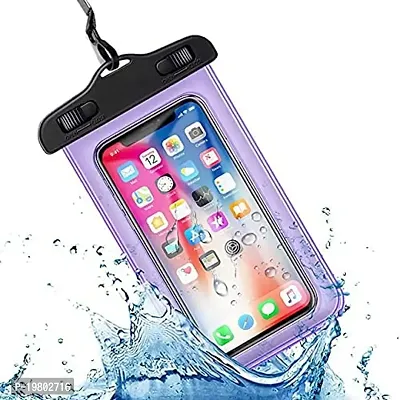 LAPREX Mobile Waterproof Bag Pouch for Phones Touch Sensitive Transparent Universal Cover for All Phones All Android and iPhone Models, Material TPU  PVC (Purple 1PCS)-thumb0
