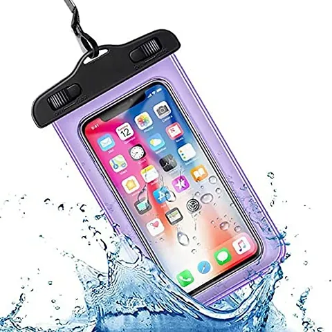 LAPREX Mobile Waterproof Bag Pouch for Phones Touch Sensitive Transparent Universal Cover for All Phones All Android and iPhone Models, Material TPU  PVC (Purple 1PCS)