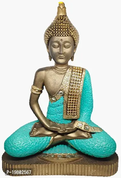 LAPREX Meditating Sitting Buddha, Idol Lord Gautam Buddha Statue for Gift, Home Decorative Showpiece for Living Room, Office Desk Table, Outdoor Resin Statue, Feng Shui Vastu Idol Showpieces (Blue)-thumb4