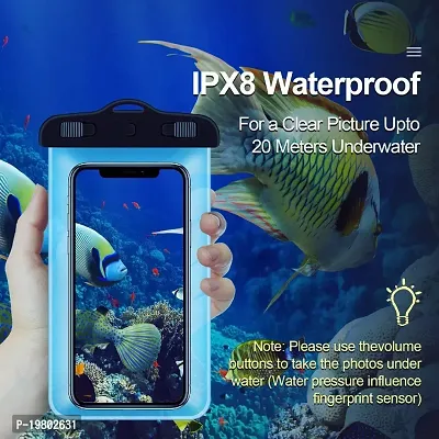 LAPREX Mobile Waterproof Bag Pouch for Phones Touch Sensitive Transparent Universal Cover for All Phones All Android and iPhone Models, Material TPU  PVC (White and Blue 2PCS)-thumb3