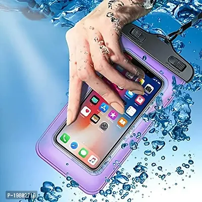 LAPREX Mobile Waterproof Bag Pouch for Phones Touch Sensitive Transparent Universal Cover for All Phones All Android and iPhone Models, Material TPU  PVC (Purple 1PCS)-thumb2