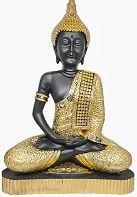 LAPREX Meditating Sitting Buddha, Idol Lord Gautam Buddha Statue for Gift, Home Decorative Showpiece for Living Room, Office Desk Table Resin Statue, Vastu Idol Showpieces (C-3847) (Golden)-thumb4