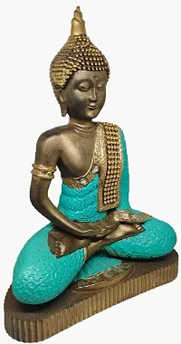 LAPREX Meditating Sitting Buddha, Idol Lord Gautam Buddha Statue for Gift, Home Decorative Showpiece for Living Room, Office Desk Table, Outdoor Resin Statue, Feng Shui Vastu Idol Showpieces (Blue)-thumb1