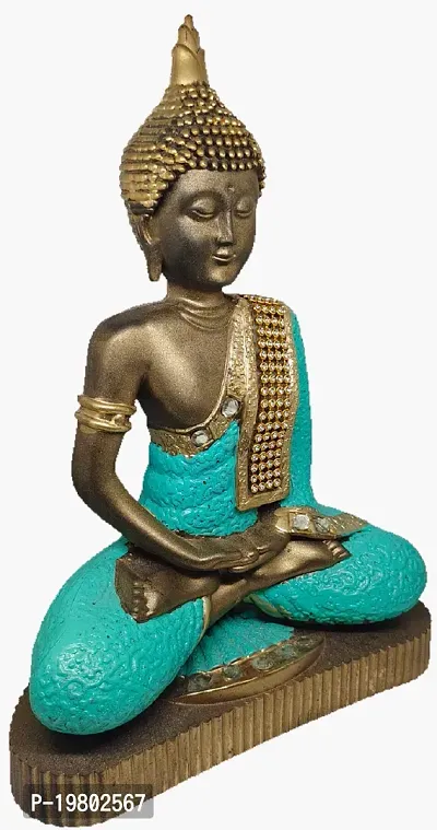 LAPREX Meditating Sitting Buddha, Idol Lord Gautam Buddha Statue for Gift, Home Decorative Showpiece for Living Room, Office Desk Table, Outdoor Resin Statue, Feng Shui Vastu Idol Showpieces (Blue)-thumb2