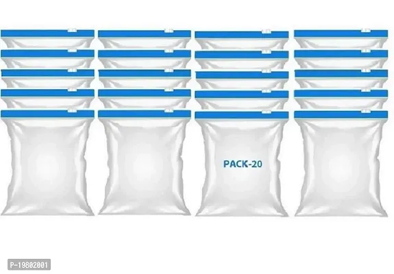 VONITY Pack Of 20 Zip lock bags for food storage, ziplock bags for travel packing, plastic pouches Freezer RE-USABLE Zipper Bags, fridge storage bags, zip lock covers medium 9X10 (BLUE) (Y-6775)