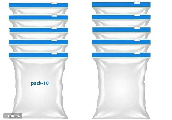 VONITY Pack Of 10 Ziplock Bag For Storage, Freezer RE-USABLE Zipper Bag, zip pouches for food storage, vegetable covers for refrigerator, resealable plastic pouch medium size 9X10 (BLUE) (Y-8725)