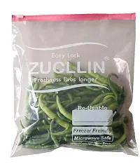 VONITY Pack Of 10 Ziplock Pouch Veg Bag, Food Storage Re-Usable Bag Safe for Freezer, Transparent  BPA Free, Multi-Purpose Storage Bag, Fridge Pouches BPA Free, Zipper pouch large size (PINK) (L-833)-thumb1