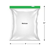 VONITY Pack Of 10 Zip pouches for food storage, Freezer RE-USABLE Zipper Bag,zip pouches for travel, freezer bag ziplock, plastic bags for storage, zip lock pouches medium size 9X10 (GREEN) (L-6372)-thumb1