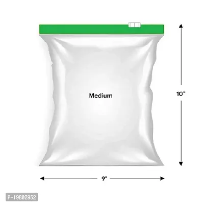 VONITY Pack Of 10 Zip pouches for food storage, Freezer RE-USABLE Zipper Bag,zip pouches for travel, freezer bag ziplock, plastic bags for storage, zip lock pouches medium size 9X10 (GREEN) (L-6372)-thumb2