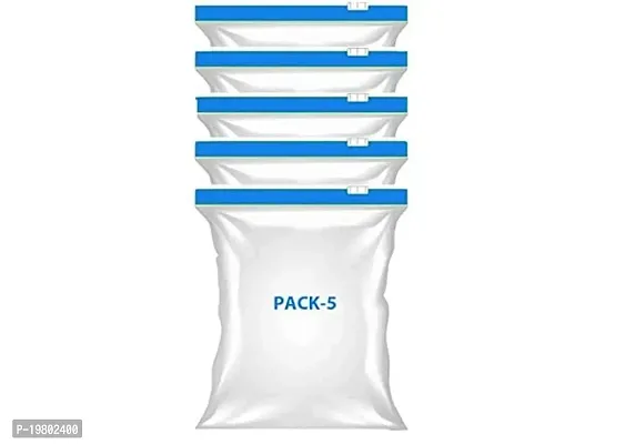 VONITY Zip Lock Plastic Bags for Fridge Food Cover Reusable Bag to Store Vegetables in Fridge Zipper Pouches BPA Free. Ziplock Bag For Storage, Freezer RE-USABLE  Washable, Zipper Bags- (Pack of 5)