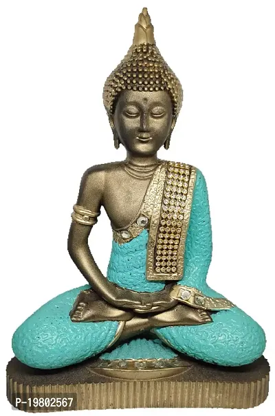 LAPREX Meditating Sitting Buddha, Idol Lord Gautam Buddha Statue for Gift, Home Decorative Showpiece for Living Room, Office Desk Table, Outdoor Resin Statue, Feng Shui Vastu Idol Showpieces (Blue)-thumb0