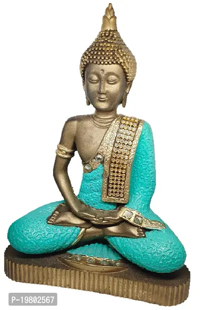 LAPREX Meditating Sitting Buddha, Idol Lord Gautam Buddha Statue for Gift, Home Decorative Showpiece for Living Room, Office Desk Table, Outdoor Resin Statue, Feng Shui Vastu Idol Showpieces (Blue)-thumb5