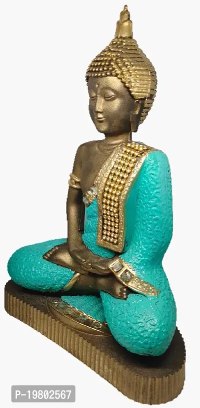 LAPREX Meditating Sitting Buddha, Idol Lord Gautam Buddha Statue for Gift, Home Decorative Showpiece for Living Room, Office Desk Table, Outdoor Resin Statue, Feng Shui Vastu Idol Showpieces (Blue)-thumb3