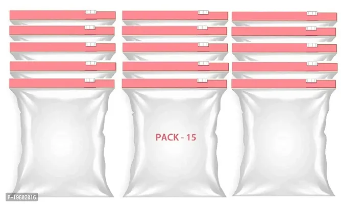 Vonity Pack Of 15 Ziplock Pouch Veg Bag, Ziplock Bag For Storage, Freezer RE-USABLE Zipper Bags, Ziplock Plastic Bags For Fridge Food Storage, Multi-Purpose Storage Slider Bags Medium(Peach)-1458